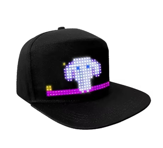 Dippy LED Display Cap with App Control and USB Charging - Programmable Lighted Message Snapback Hat